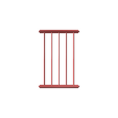 Rood veiligheidsrailing paneel, 750 mm, met verticale spijlen en horizontale bevestigingsbalken.