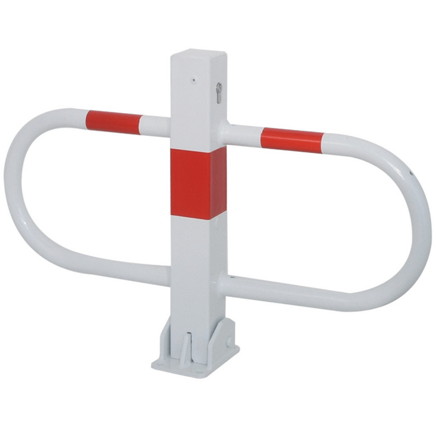 Parkeerbeugel | Wit - rood | Met driekant- of cilinderslot