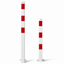 Parkeerpaal 70x70 mm in wit-rood voor verankering in beton of met voetplaat