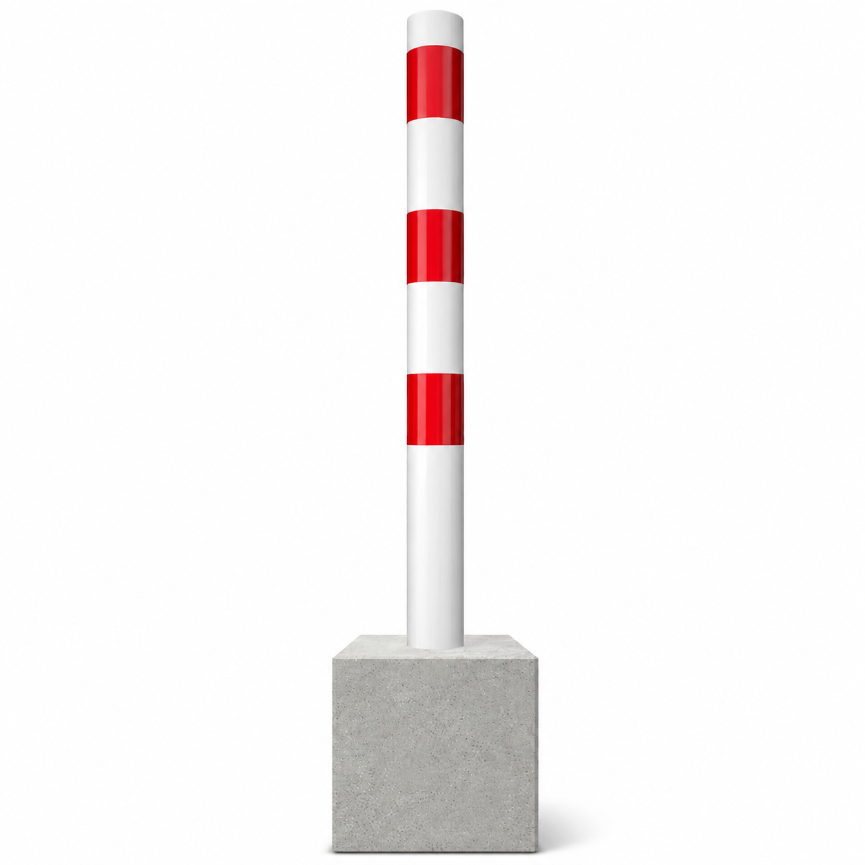 Parkeerpaal met betonvoet Ø60-102 mm in wit-rood