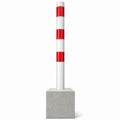 Parkeerpaal wit-rood met betonvoet, Ø60-102 mm, voor professionele afzetting
