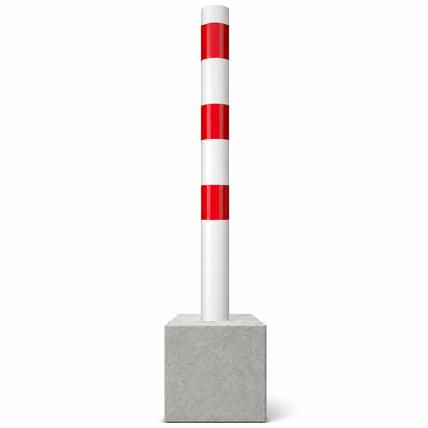 Parkeerpaal wit-rood met betonvoet, Ø60-102 mm, voor professionele afzetting