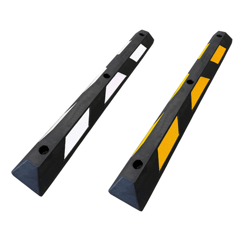 Parkeerstop 120 cm | Zwart rubber met gele of witte 3M reflectoren