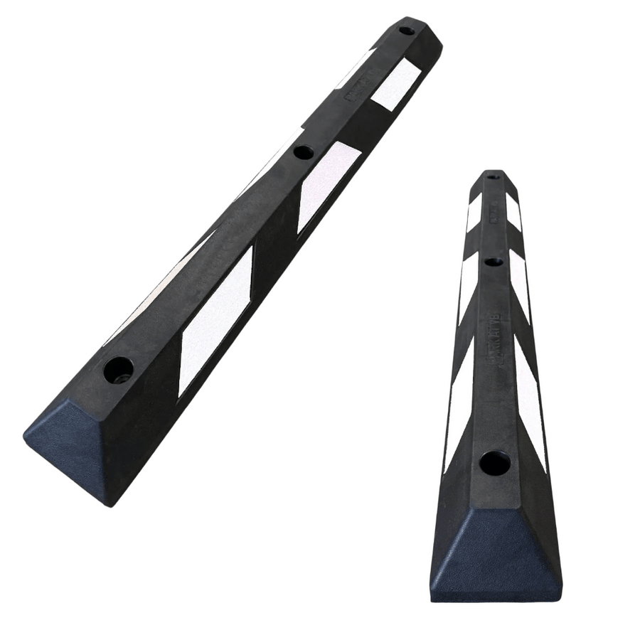 Parkeerstop 120 cm | Zwart rubber met gele of witte 3M reflectoren