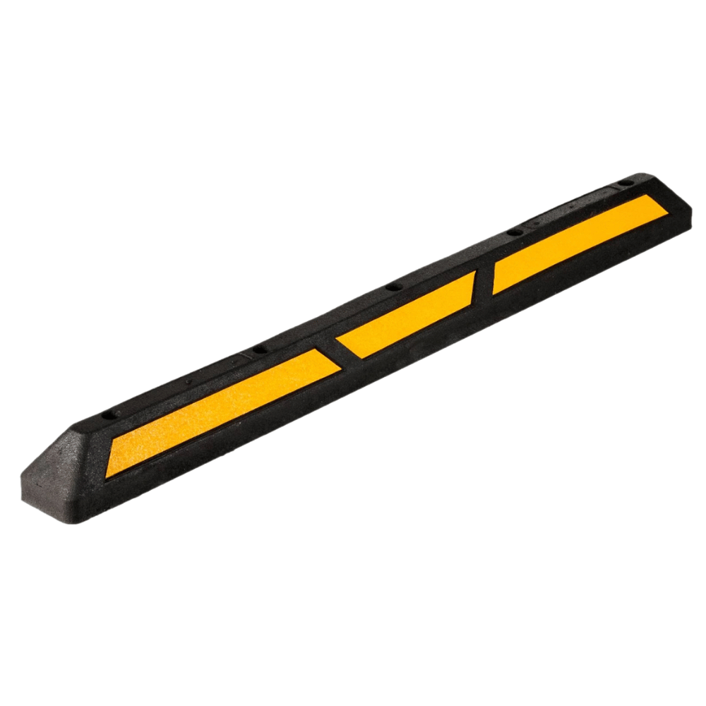 Parkeerstop 180 cm | Zwart rubber met gele of witte 3M reflectoren