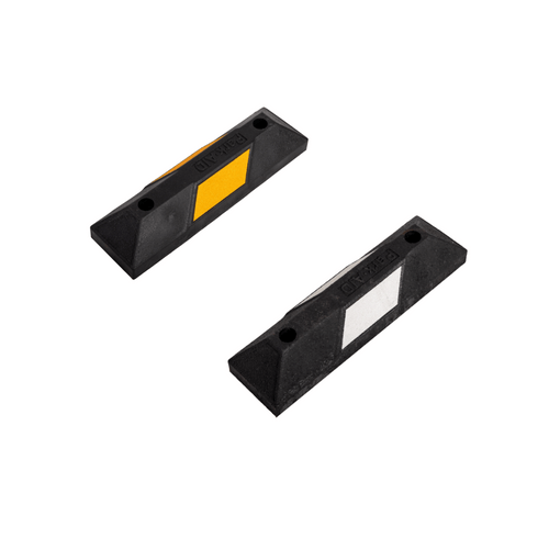 Parkeerstop 55 cm | Zwart rubber met gele of witte 3M reflectoren