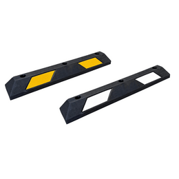 Parkeerstop 90 cm zwart rubber met gele of witte 3M reflectoren