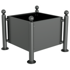 Plantenbak staal | 88x88x68 cm | Verzinkt staal | Antraciet met ornamenten