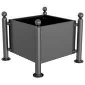 Antraciet verzinkt stalen plantenbak (88x88x68 cm) met decoratieve ornamenten.
