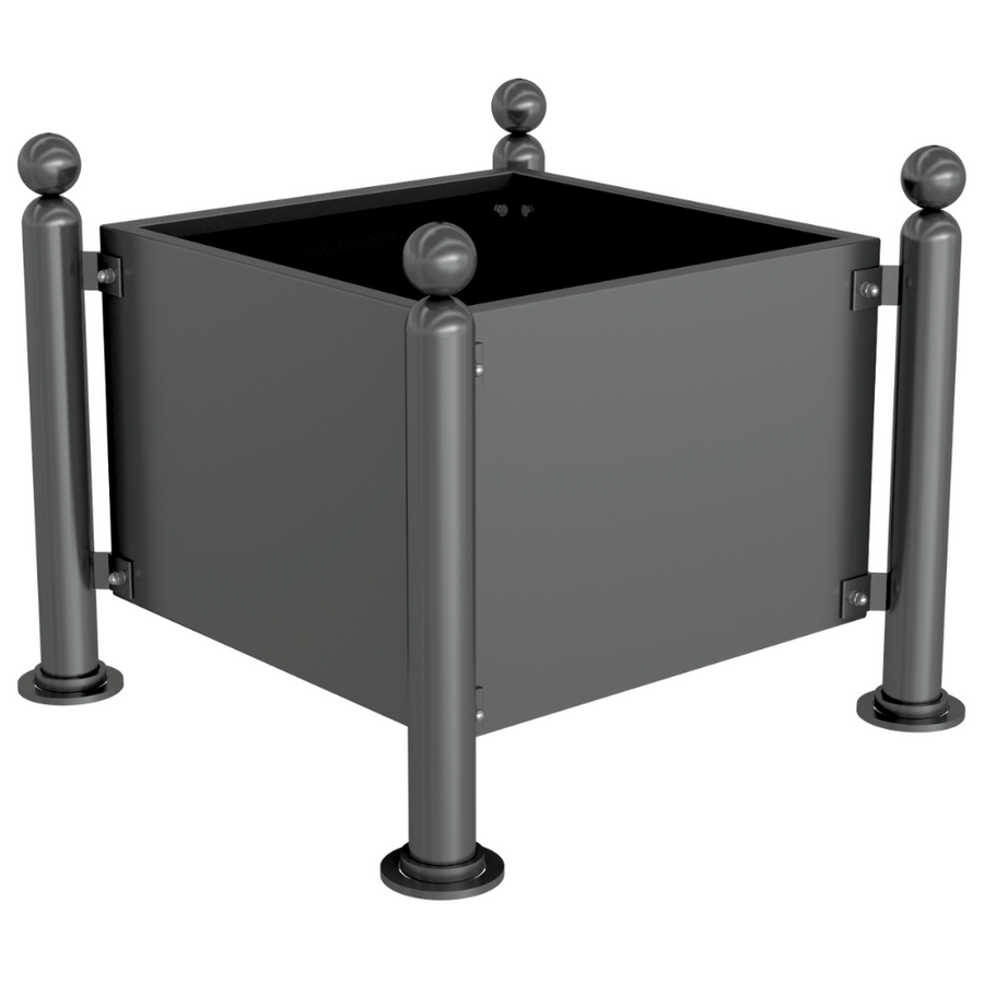 Plantenbak staal | 88x88x68 cm | Verzinkt staal | Antraciet met ornamenten