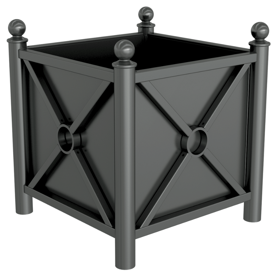 Plantenbak staal | 64x64x68 cm | Verzinkt staal | Antraciet met ornamenten