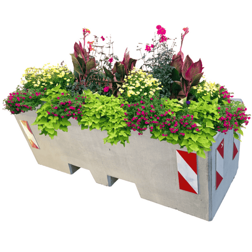 Betonnen plantenbak met lepelgaten | 165x50x50 cm | Grijs beton met reflectie