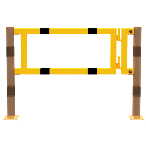 Poort element voor veiligheidsrailing 70x70mm geel-zwart met hefsluiting
