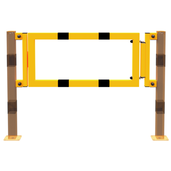 Poort element voor veiligheidsrailing 70x70mm geel-zwart met terugkeer veer