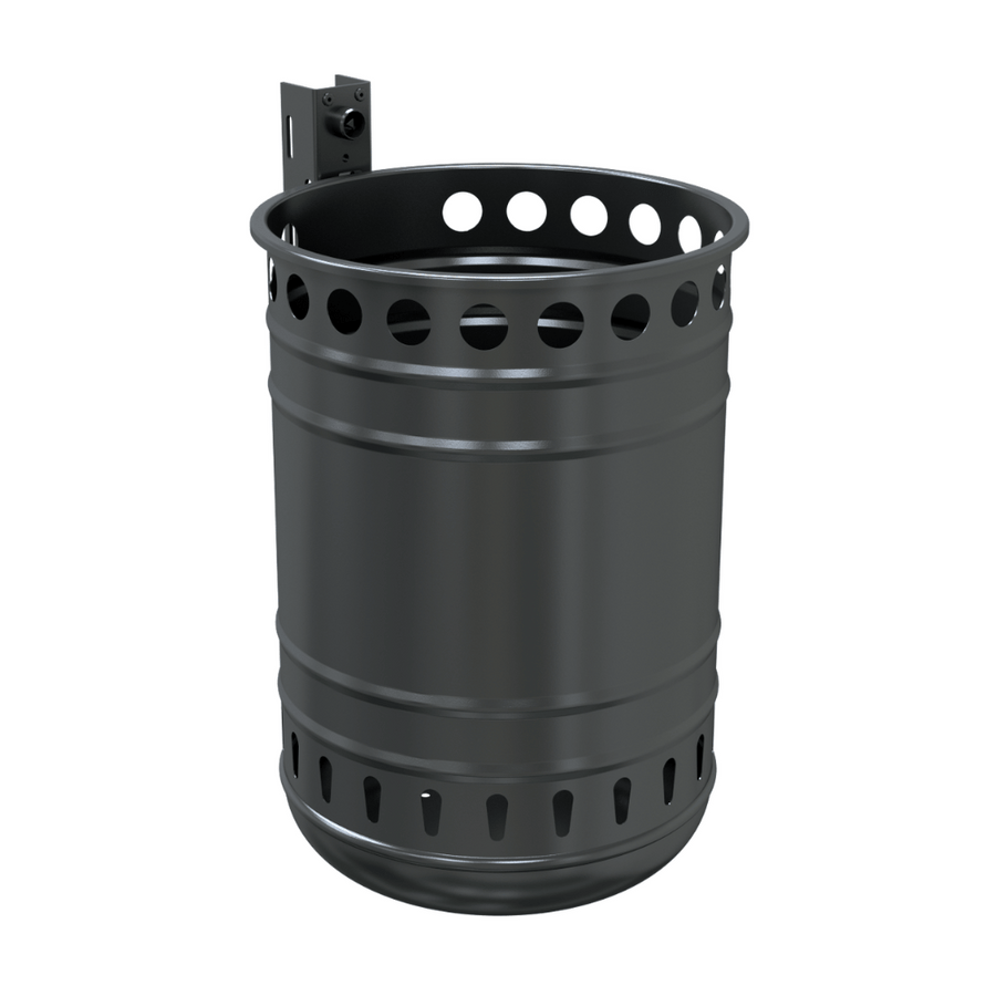 Prullenbak 35 L voor buiten | Voor muurbevestiging of op paal | Antraciet of verzinkt