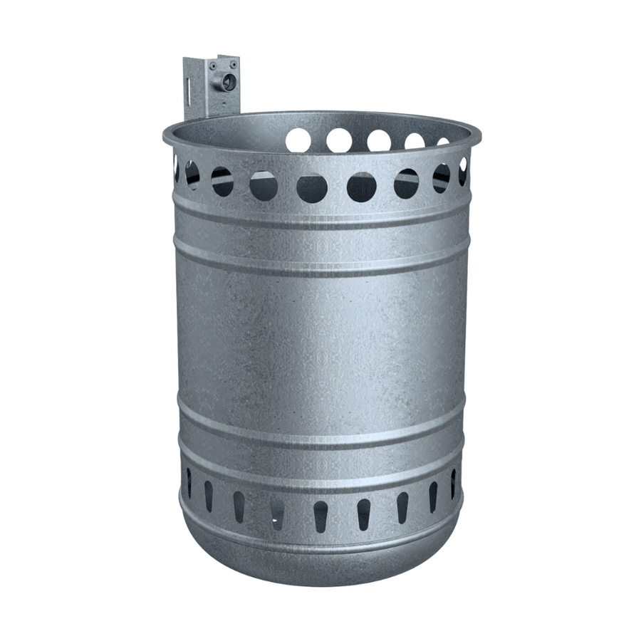 Prullenbak 35 L voor buiten | Voor muurbevestiging of op paal | Antraciet of verzinkt