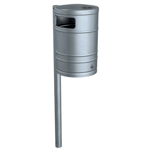 Prullenbak 40 L met asbak | Voor muurbevestiging of op paal | Antraciet of verzinkt