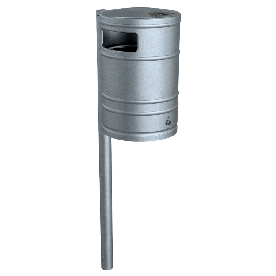 Prullenbak 40 L met asbak | Voor muurbevestiging of op paal | Antraciet of verzinkt