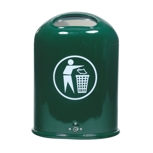 Prullenbak 45 L met logo | Voor muurbevestiging of op paal | Groen RAL 6005
