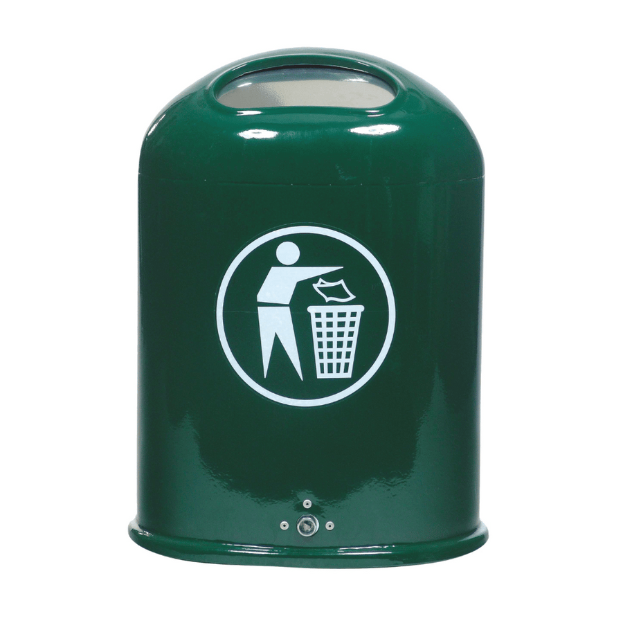 Prullenbak 45 L met logo | Voor muurbevestiging of op paal | Groen RAL 6005