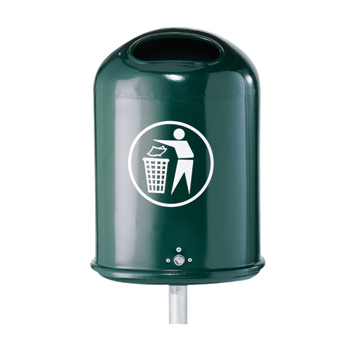 Prullenbak 45 L met logo | Voor muurbevestiging of op paal | Groen RAL 6005