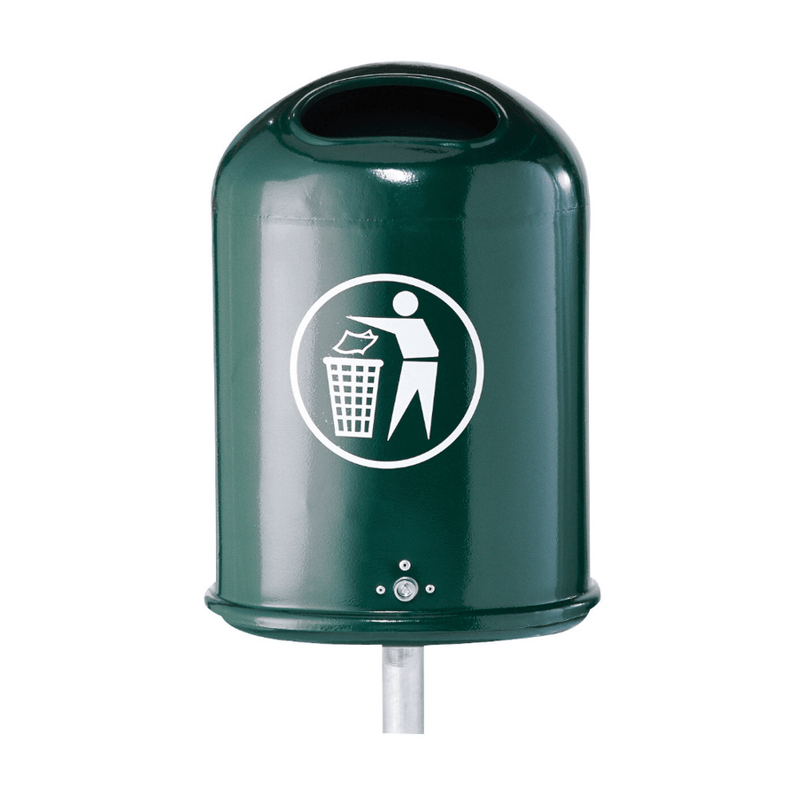 Prullenbak 45 L met logo | Voor muurbevestiging of op paal | Groen RAL 6005