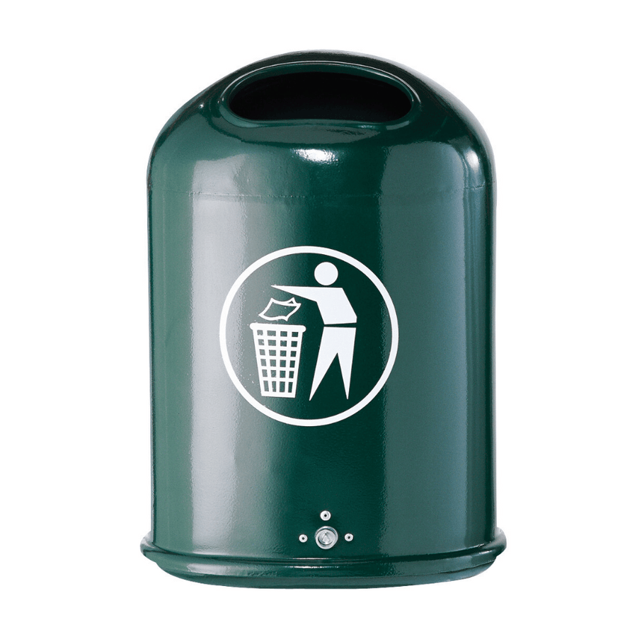 Prullenbak 45 L met logo | Voor muurbevestiging of op paal | Groen RAL 6005