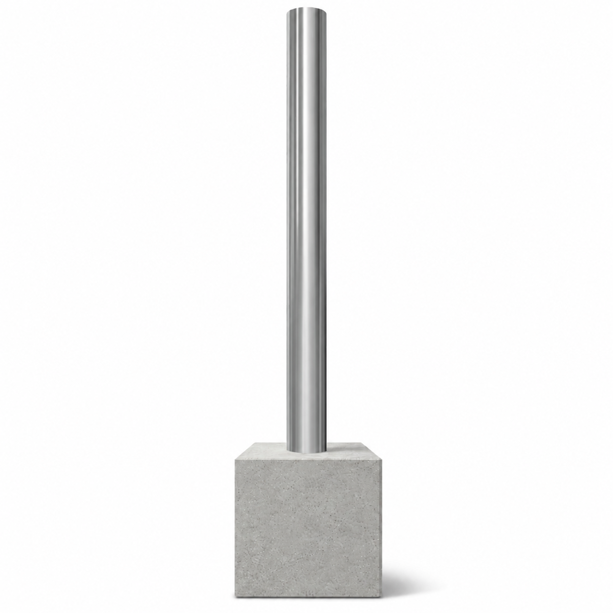RVS parkeerpaal met betonvoet Ø60-102 mm K320 finish