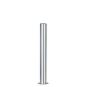 RVS aanrijdbeveiliging paal, 102 mm diameter, op voetplaat, geborsteld staal.
