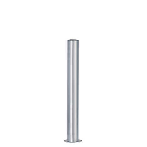 RVS aanrijdbeveiliging paal, 102 mm diameter, op voetplaat, geborsteld staal.