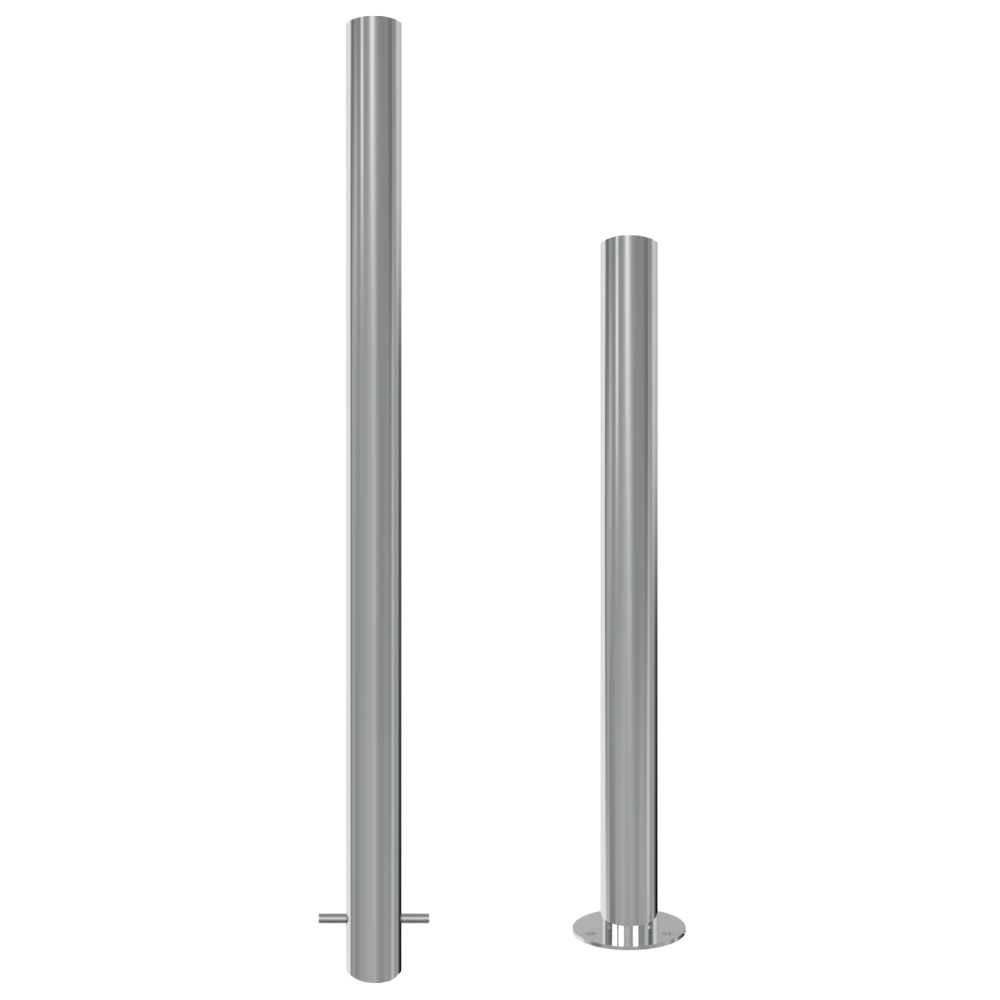RVS afzetpaal Ø76 mm | Voor verankering in beton of op voetplaat