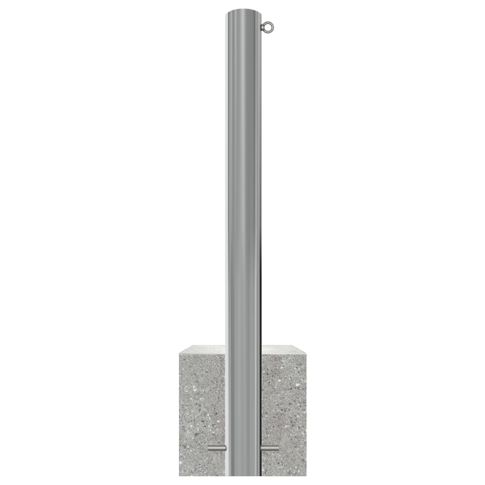 RVS parkeerpaal met betonvoet | Ø60 - 102 mm | K320 finish