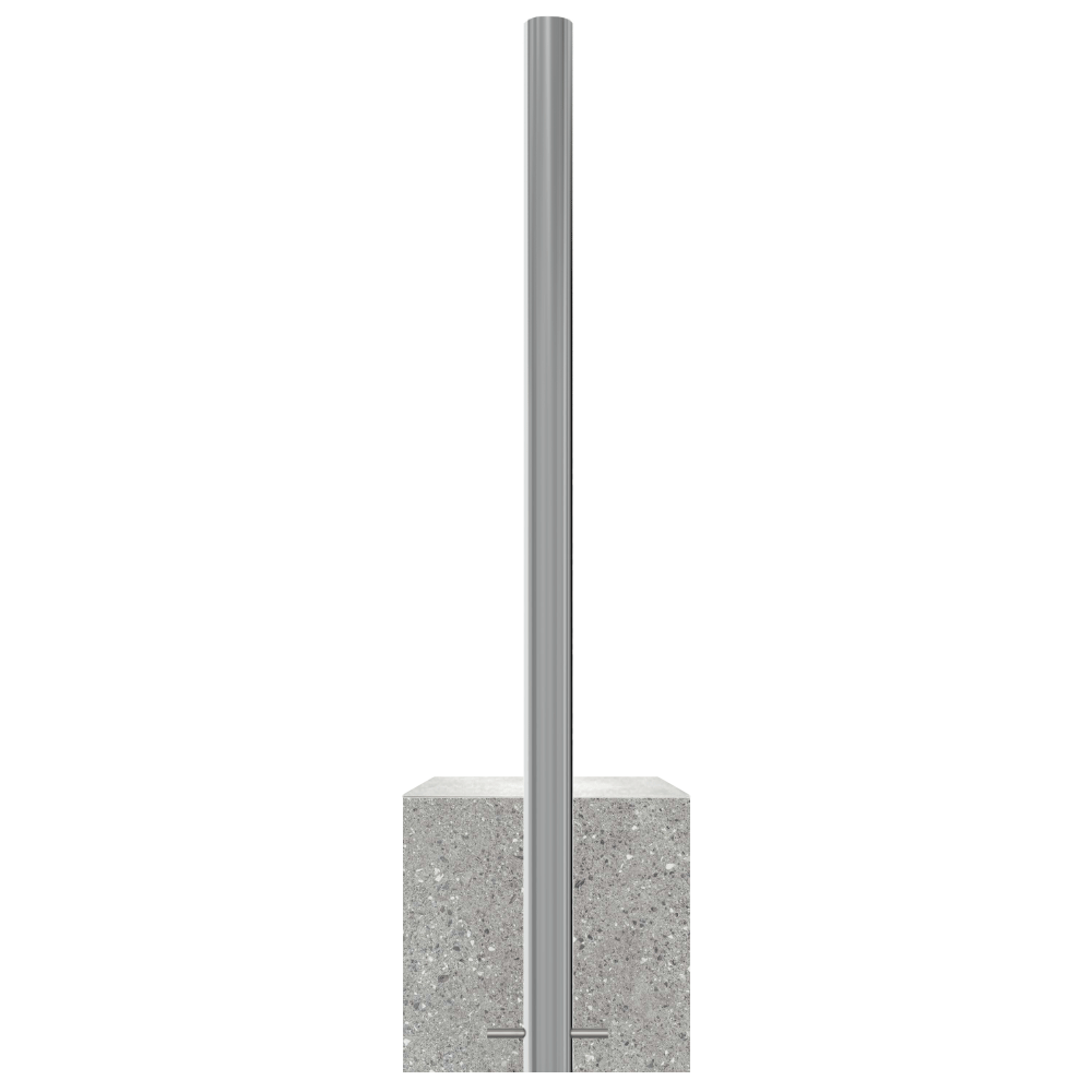 RVS afzetpaal met betonvoet | Ø60 - 102 mm | K320 finish