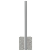 RVS afzetpaal (Ø60mm) met K320 finish, ingebed in een grijze betonvoet.