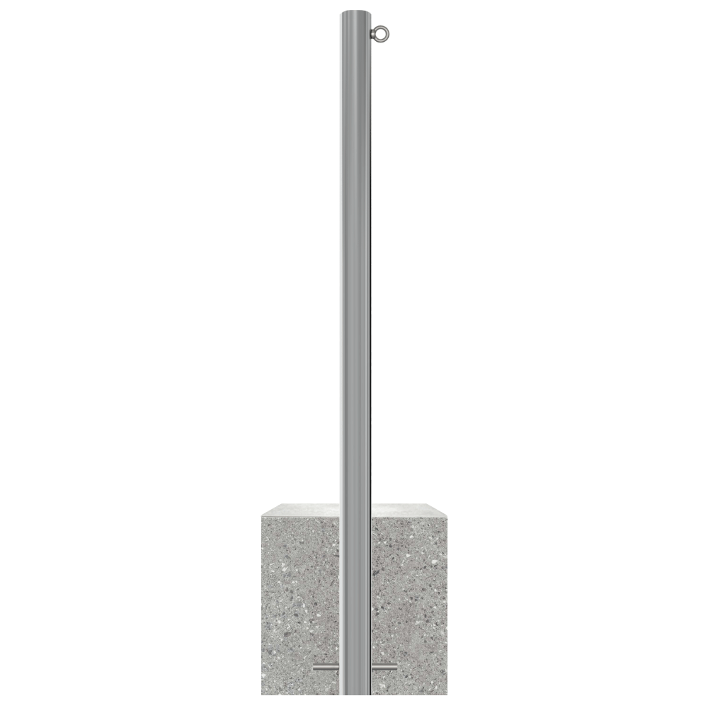 RVS afzetpaal met betonvoet | Ø60 - 102 mm | K320 finish