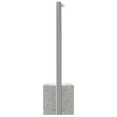 RVS afzetpaal (Ø60mm) met K320 finish en betonvoet, inclusief 1 kettingoog.
