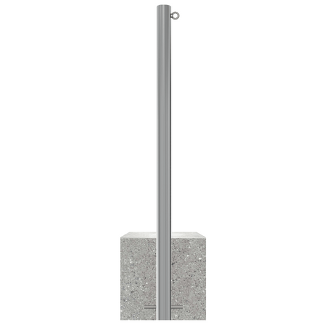RVS afzetpaal (Ø60mm) met K320 finish en betonvoet, inclusief 1 kettingoog.