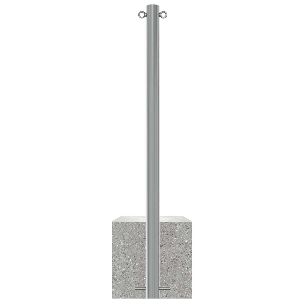 RVS afzetpaal met betonvoet | Ø60 - 102 mm | K320 finish