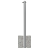 RVS afzetpaal (Ø60mm) met K320 finish en betonnen voet, voorzien van twee kettingogen.