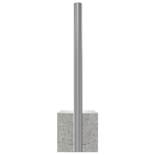 RVS afzetpaal (Ø76 mm) met K320 finish, staand in een grijze betonvoet.