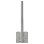 RVS afzetpaal, Ø89mm, met K320 finish en grijze betonvoet.