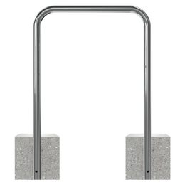 RVS fietsbeugel Ø48 mm met betonvoeten zonder tussenbuis