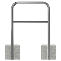 RVS fietsbeugel Ø48 mm met betonvoeten en tussenbuis