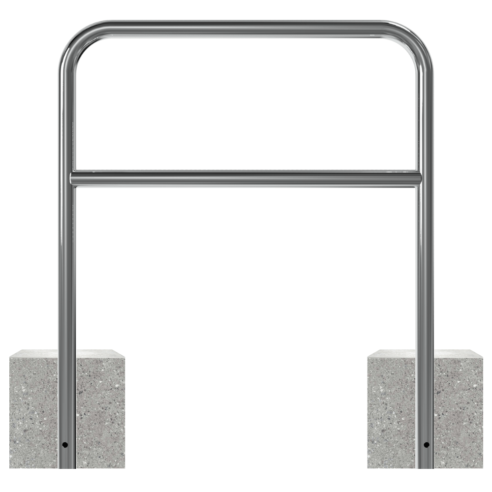RVS fietsbeugel met betonvoeten | Ø48 mm met tussenbuis | breedte opties