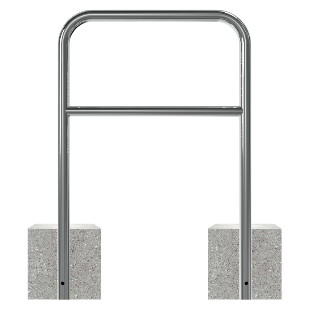 RVS fietsbeugel met betonvoeten | Ø48 mm met tussenbuis | breedte opties