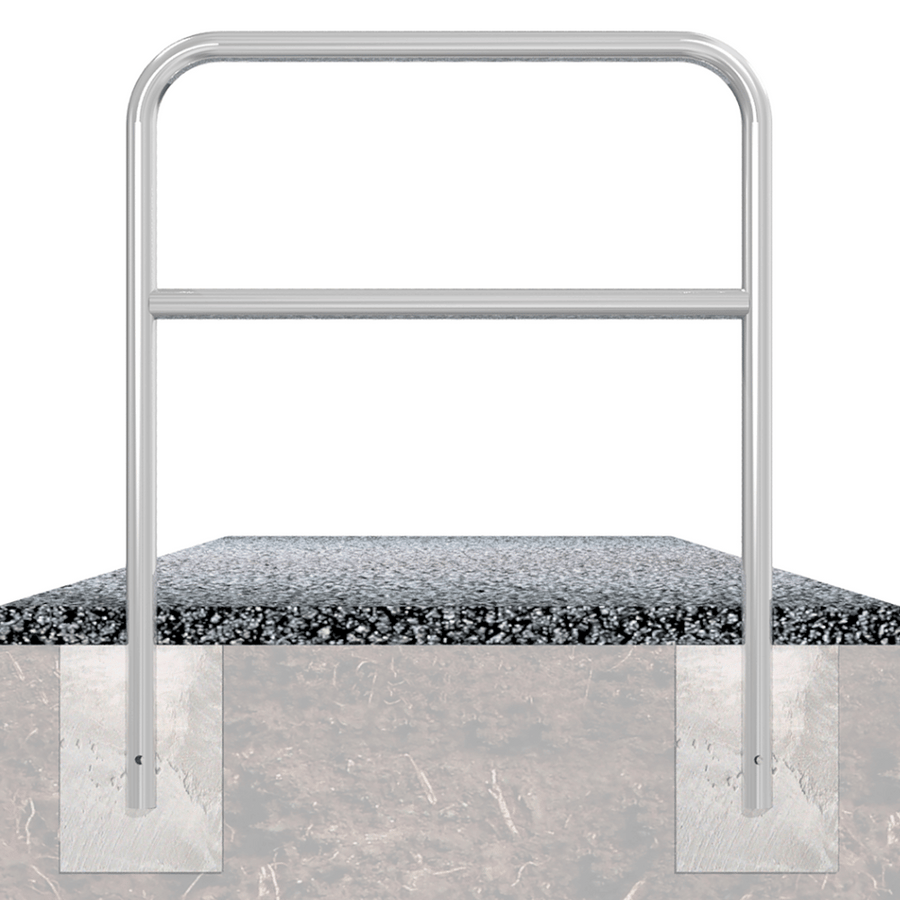 RVS fietsbeugel Ø48 mm | Voor verankering in beton | Met tussenbuis