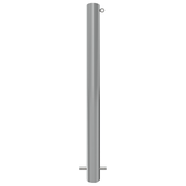 RVS parkeerpaal Ø102 mm met 1 kettingoog, geborsteld, voor betonverankering.
