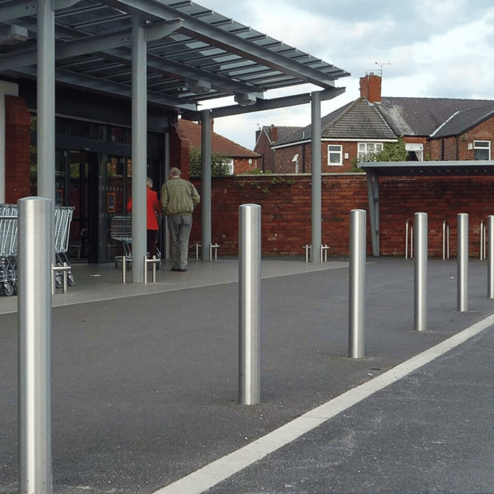 RVS parkeerpaal Ø89 mm | Voor verankering in beton of op voetplaat