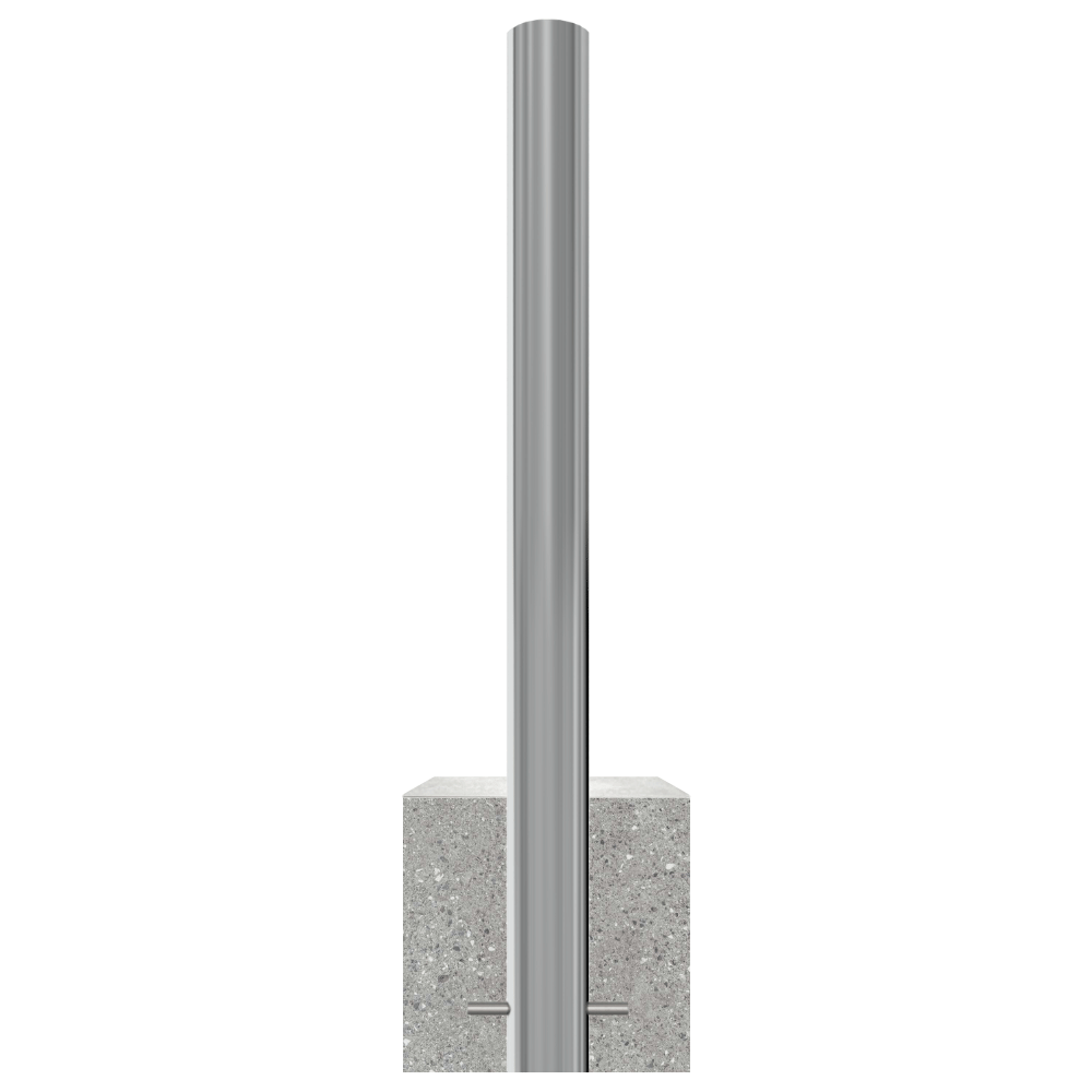 RVS parkeerpaal met betonvoet | Ø60 - 102 mm | K320 finish