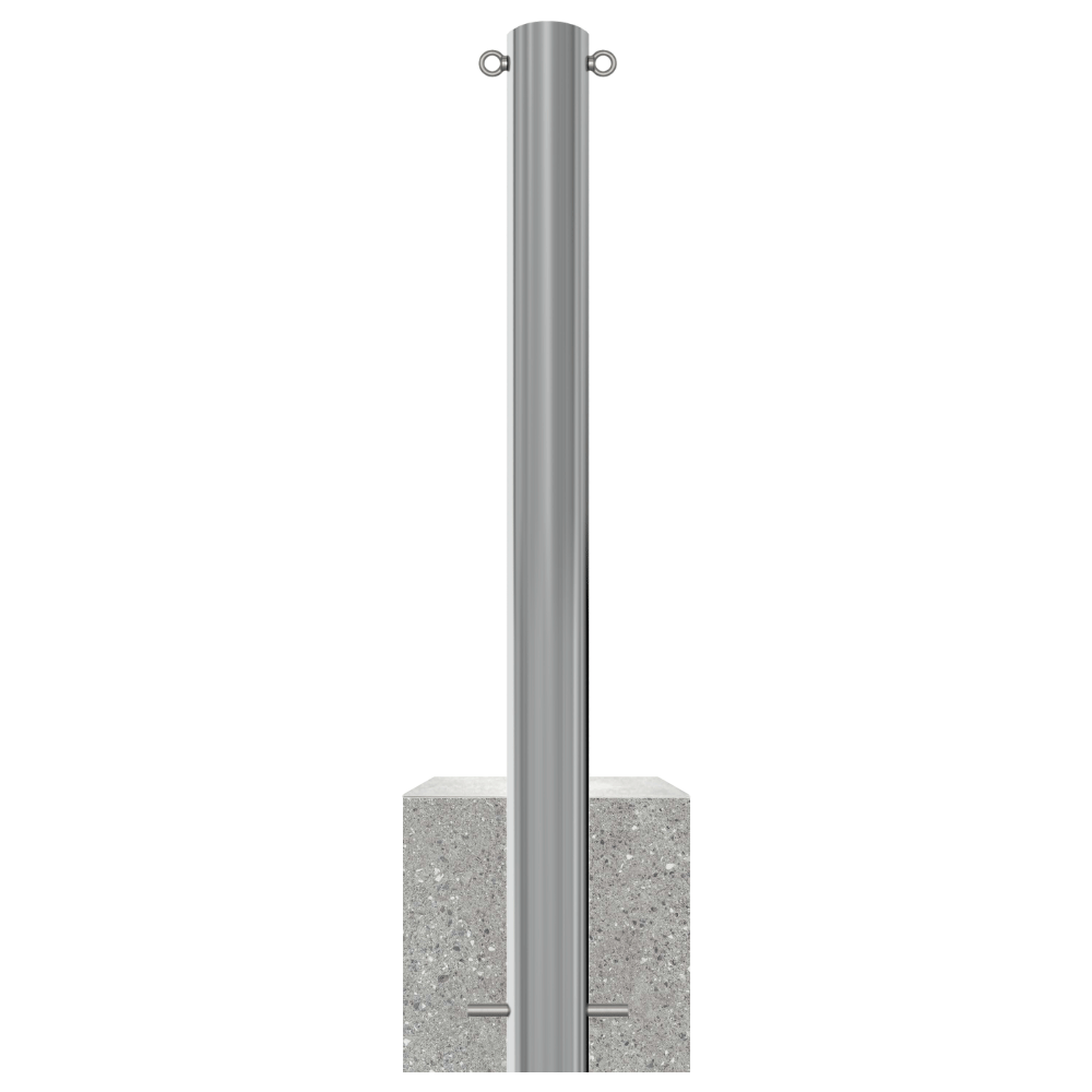 RVS parkeerpaal met betonvoet | Ø60 - 102 mm | K320 finish
